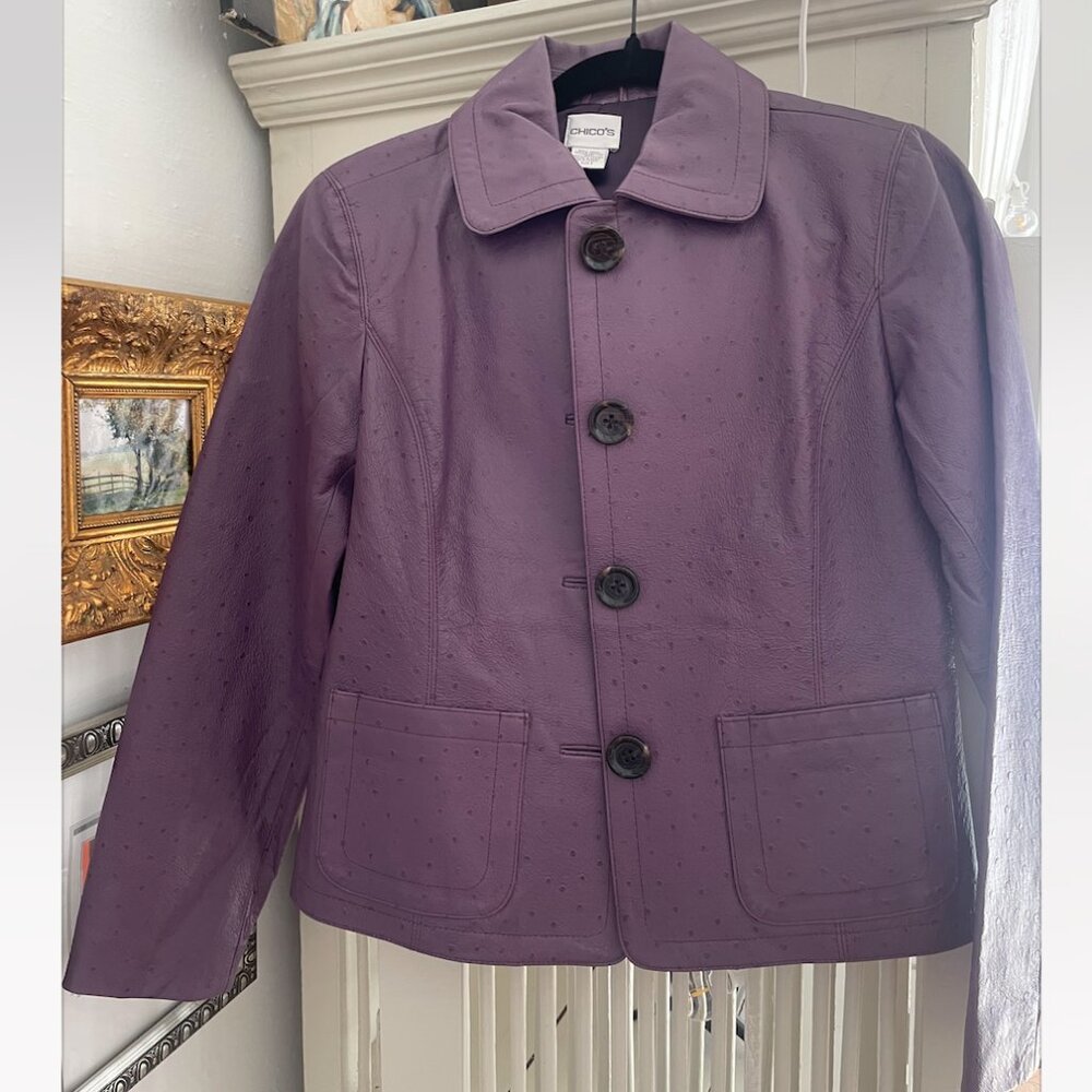 Vintage Chico's Purple Leather Jacket